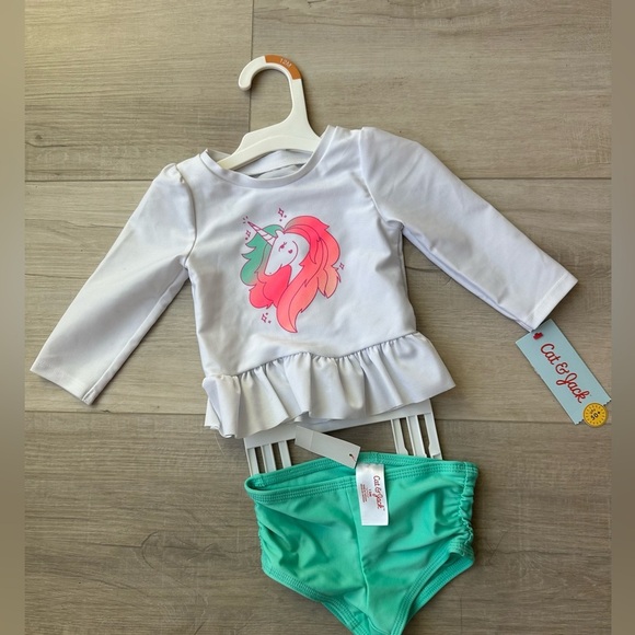 NWT Cat & Jack Baby Girl Unicorn Swimsuit 12 months - Picture 1 of 3